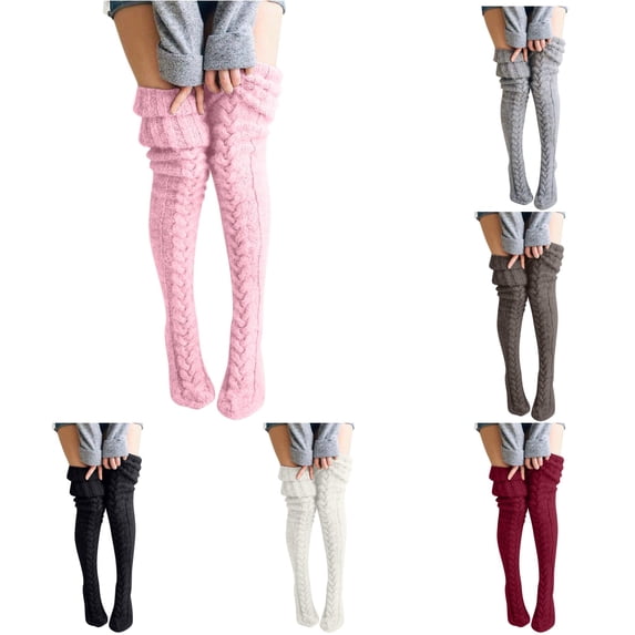Daznico Women's Cable Knit over the Knee Boot Socks Thick Warm Stretch Slouch Stackable Long Thigh High Winter Leg Warmers