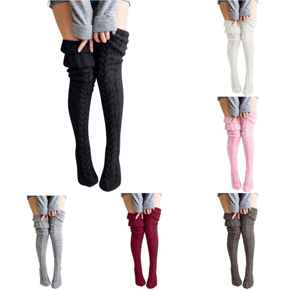 Daznico Women's Cable Knit over the Knee Boot Socks Thick Warm Stretch Slouch Stackable Long Thigh High Winter Leg Warmers