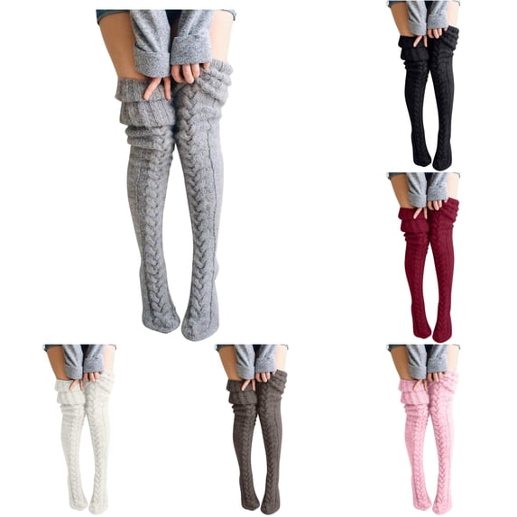Daznico Women's Cable Knit over the Knee Boot Socks Thick Warm Stretch Slouch Stackable Long Thigh High Winter Leg Warmers