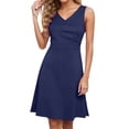 thumbnail image 1 of Daznico Women's Casual Sleeveless V-Neck Fit and Flare Midi Dress Solid Color Summer Dress,XXL, 1 of 4