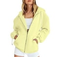 thumbnail image 1 of Daznico Women's Casual Zip-Up Hoodie with Pockets - Long Sleeve Pullover Sweatshirt,Zip Up Hoodie Women,Zip Up Sweatshirt Women,Color: Light Yellow Size: M, 1 of 4