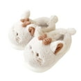 thumbnail image 1 of Daznico Women's Cat Slippers - Plush Closed-Back House Shoes, Cozy Winter Indoor Comfort with Non- Sole,Color:White,Size:6.5, 1 of 8