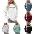 thumbnail image 1 of Daznico Women's Classic Ribbed Crew Neck Pullover Sweatshirt Multi Pattern Heart Graphic Drop Shoulder Long Sleeve Soft Loose Top for Daily,M, 1 of 4