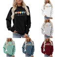thumbnail image 1 of Daznico Women's Classic Ribbed Crew Neck Pullover Sweatshirt Multi Pattern Heart Graphic Drop Shoulder Long Sleeve Soft Loose Top for Daily,XL, 1 of 3