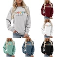 thumbnail image 1 of Daznico Women's Classic Ribbed Crew Neck Pullover Sweatshirt Multi Pattern Heart Graphic Drop Shoulder Long Sleeve Soft Loose Top for Daily,XXL, 1 of 4