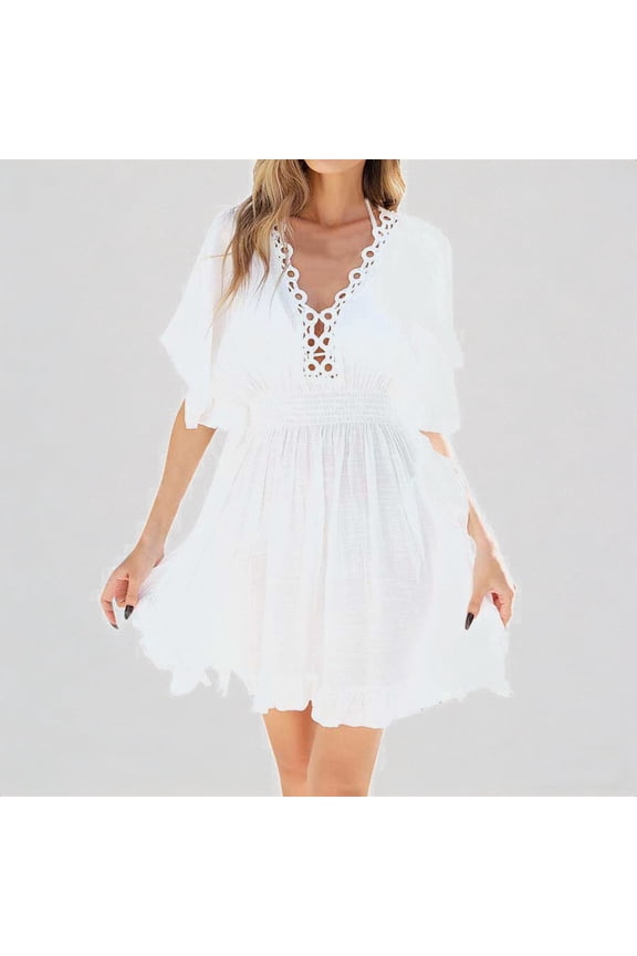 Women's Crochet Beach Cover Up with Floral Patchwork and Tassels for Bikini Swimsuits,One Size