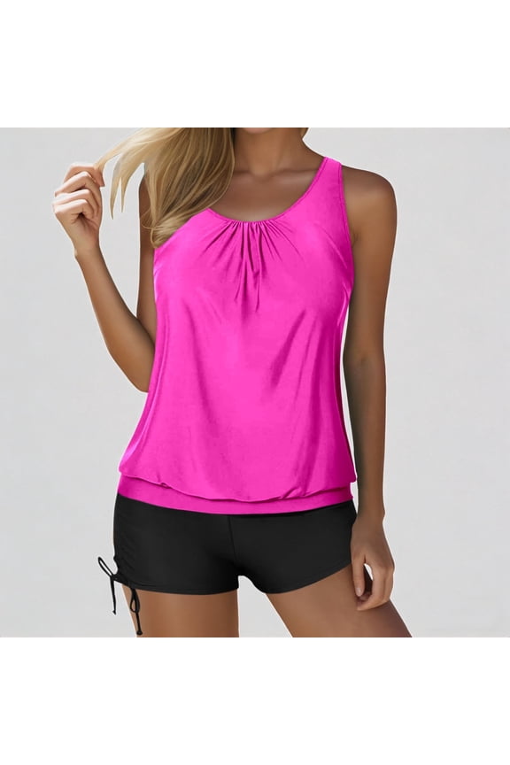 Women's European and Solid Color Suspender Swimsuit Seaside Beach Hot Spring Bikini Split Swimsuit,S