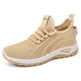 thumbnail image 1 of Daznico Women's Everyday Lace-Up Sneakers - Breathable Mesh Walking Shoes with Cushioned Flat Sole for Spring/Summer,Color:Beige,Size:6, 1 of 8