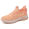 thumbnail image 1 of Daznico Women's Everyday Lace-Up Sneakers - Breathable Mesh Walking Shoes with Cushioned Flat Sole for Spring/Summer,Color:Pink,Size:7, 1 of 8