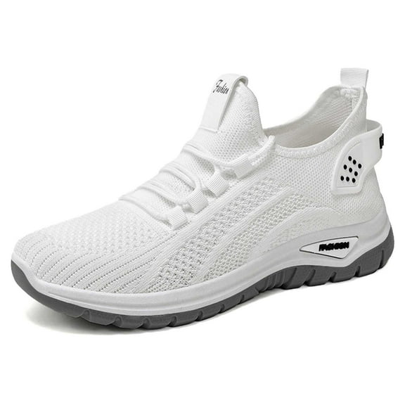 Daznico Women's Everyday Lace-Up Sneakers - Breathable Mesh Walking Shoes with Cushioned Flat Sole for Spring/Summer,Color:White,Size:8