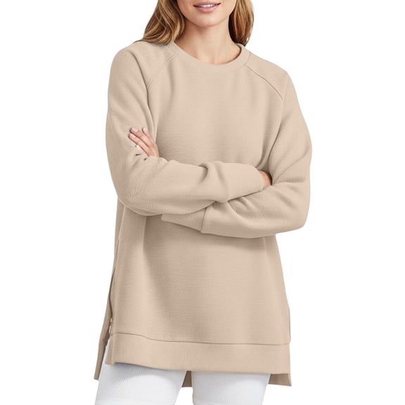 Daznico Women's Crewneck Pullover | Soft Crewneck with Split Hem for Loungewear & Everyday,Size:M