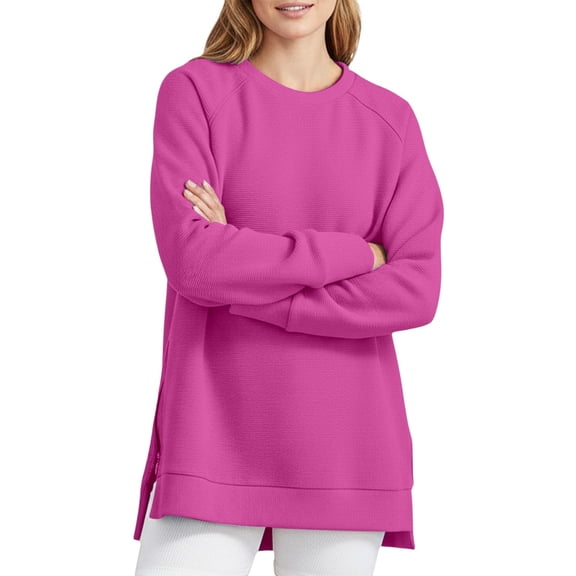 Daznico Women's Crewneck Pullover | Soft Crewneck with Split Hem for Loungewear & Everyday,Size:M