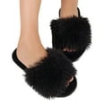 thumbnail image 1 of Daznico Women's Winter Slippers Open-Toe Plush House Shoes Non- Indoor Comfortable for Home Warmth,Color:Black,Size:37, 1 of 3