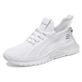 thumbnail image 1 of Daznico Women's Fly Weave Running Shoes - Breathable Mesh Platform Sneakers for Casual Wear,Color:White,Size:7.5, 1 of 8