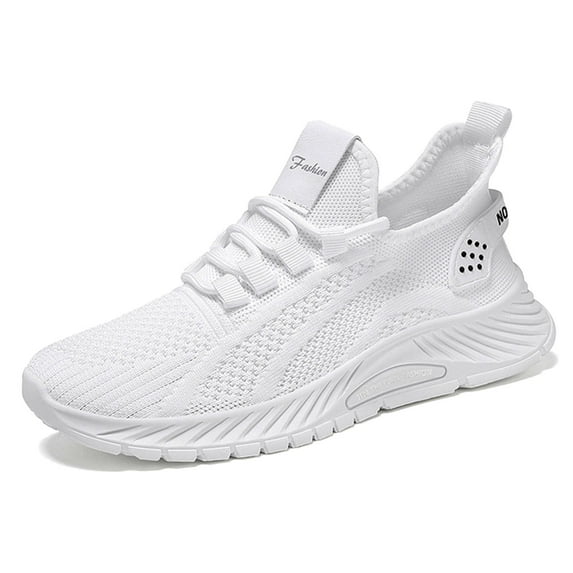 Daznico Women's Fly Weave Running Shoes - Breathable Mesh Platform Sneakers for Casual Wear,Color:White,Size:7.5