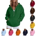 thumbnail image 1 of Daznico Women's Half Zip Hoodie Sweatshirt Oversized Long Sleeve with Kangaroo Pocket Soft Lightweight Athleisure Top for Wear,XL, 1 of 4