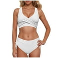 thumbnail image 1 of Daznico Women's High Waist Bikini Set, Twist-Front Push-Up Two Piece Swimsuit,L, 1 of 6