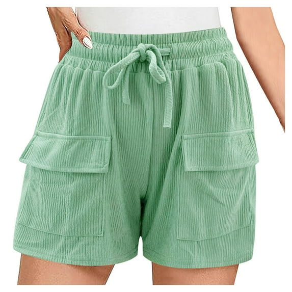 Daznico Women's High Waist Summer Shorts - Drawstring Elastic Rib Pajama Shorts with Pockets, Trendy Soft Comfort 2025,for Size L