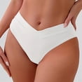 thumbnail image 1 of Daznico Women's High Waist V-Cut Bikini Bottom Solid Color Plus Size Swim Briefs Casual Beach Swimwear,M, 1 of 5
