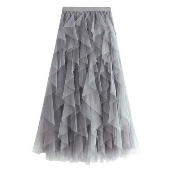 Daznico Women's High Waisted A-Line Midi Skirt - Thin, Sweet Mesh Stitching Cake Skirt,Size One Size