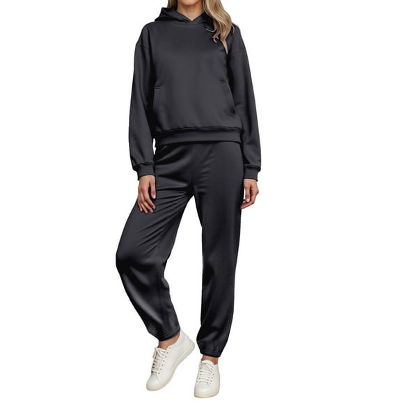 Daznico Women's Hoodie & Joggers Set - Long Sleeve Comfortable Two Piece Outfit for Fall Winter, Casual Lounge Wear,Color:GY2,Size:S