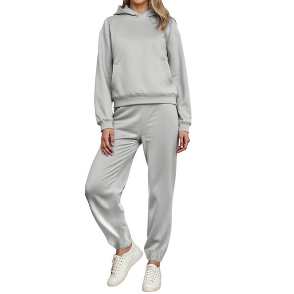 Daznico Women's Hoodie & Joggers Set - Long Sleeve Comfortable Two Piece Outfit for Fall Winter, Casual Lounge Wear,Color:White,Size:S