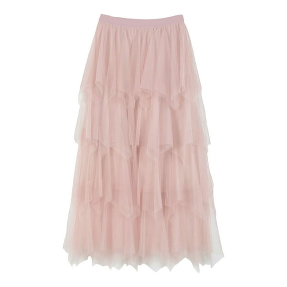 Daznico Women's Irregular Mesh Half-Length Skirt, Spring & Summer Multilayer Cake Skirt, Poached Long Skirt,Size XXL
