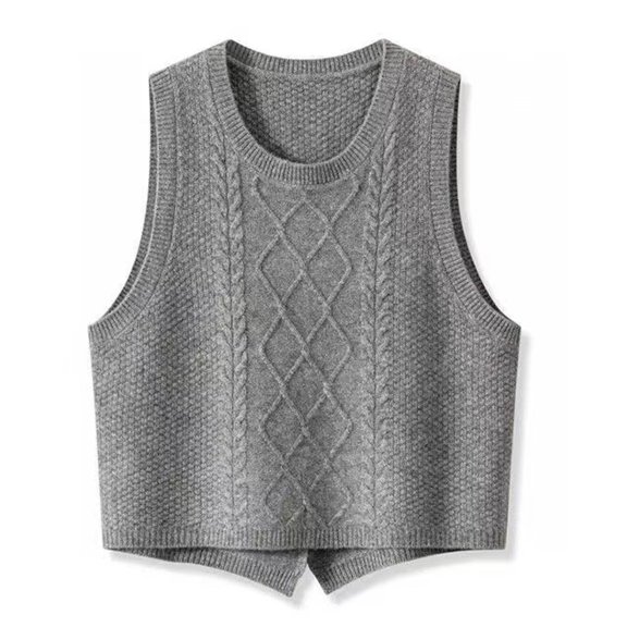 Daznico Women's Knit Sweater Vest Solid Casual Loose Short Split Design Lightweight Comfortable Fall Y2K Trend,Size:L