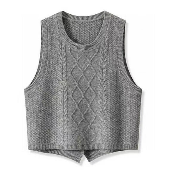 Daznico Women's Knit Sweater Vest Solid Casual Loose Short Split Design Lightweight Comfortable Fall Y2K Trend,Size:M