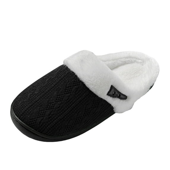 Daznico Women's Knit Winter Slippers - Cozy Closed-Toe Plush House Shoes, Non- Flat Sole for Indoor Comfort,Color:Black,Size:11.5