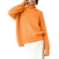 thumbnail image 1 of Daznico Women's Knitted Sweaters,Women Long High Neck Solid Color Ribbed Knit Lightweight Pullover Sweater,Womens Oversized Sweaters,Size L, 1 of 6