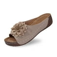 thumbnail image 1 of Daznico Women's Leather Flower Wedge Slippers - Stylish Open Toe Comfortable Shoes with Temperament,for Size 8.5, 1 of 9