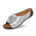 thumbnail image 1 of Daznico Women's Leather Flower Wedge Slippers - Stylish Open Toe Comfortable Shoes with Temperament,for Size 9.5, 1 of 9
