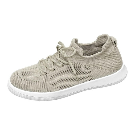 Daznico Women's Lightweight Low-Top Sneakers - Breathable Mesh Lace-Up Board Shoes for Casual Sports & Everyday Wear,Color:Beige,Size:9
