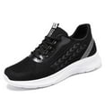 thumbnail image 1 of Daznico Women's Lightweight Walking Sneakers - Breathable Mesh with Elastic -On for Everyday Comfort (Flat Heel Design),Color:Black,Size:7.5, 1 of 7