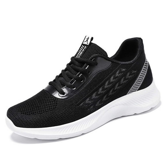 Daznico Women's Lightweight Walking Sneakers - Breathable Mesh with Elastic -On for Everyday Comfort (Flat Heel Design),Color:Black,Size:8.5