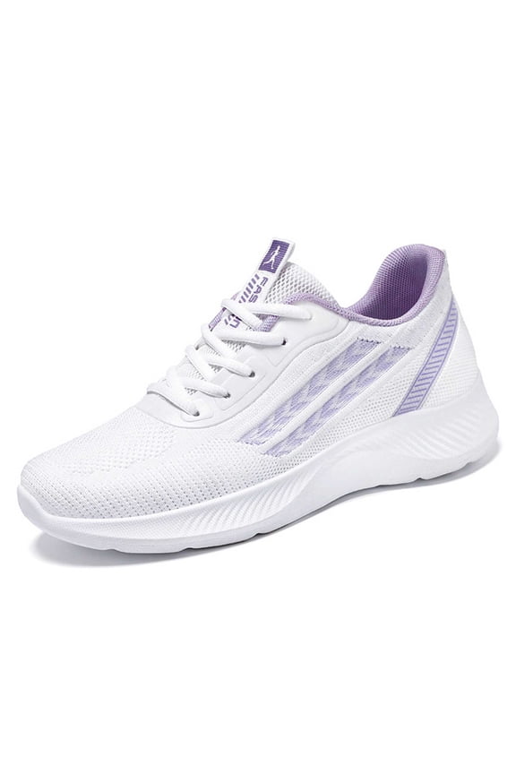 Women's Lightweight Walking Sneakers - Breathable Mesh with Elastic -On for Everyday Comfort (Flat Heel Design),Color:White,Size:8.5