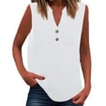 thumbnail image 1 of Daznico Women's Linen Blend Henley Tank, Sleeveless Casual Top with Chest Pocket,XL, 1 of 5