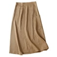 thumbnail image 1 of Daznico Women's Linen Wrap Midi Skirt High Waisted A-Line Pocketed Retro Skirt,XL, 1 of 3