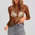 thumbnail image 1 of Daznico Women's Mesh Long Sleeve Top Neck Floral Embroidery Sheer See Through Layering Tee Blouse,XL, 1 of 5