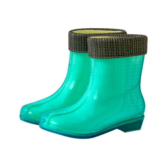 Daznico Women's Mid Calf Rain Boots Durable Jelly Shoes with for Warmth,Size 8
