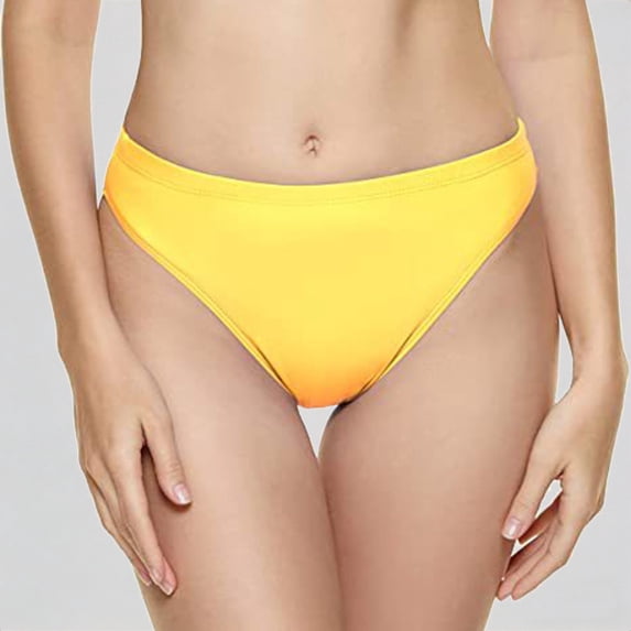 Daznico Women's Mid Waist Brazilian Bikini Bottom Solid Swim Briefs Casual Beach Swimwear,XL