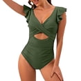 thumbnail image 1 of Daznico Women's One-Piece Swimsuit â Ruffle Cutout V-Neck Wrap Bathing Suit,Size L, 1 of 5
