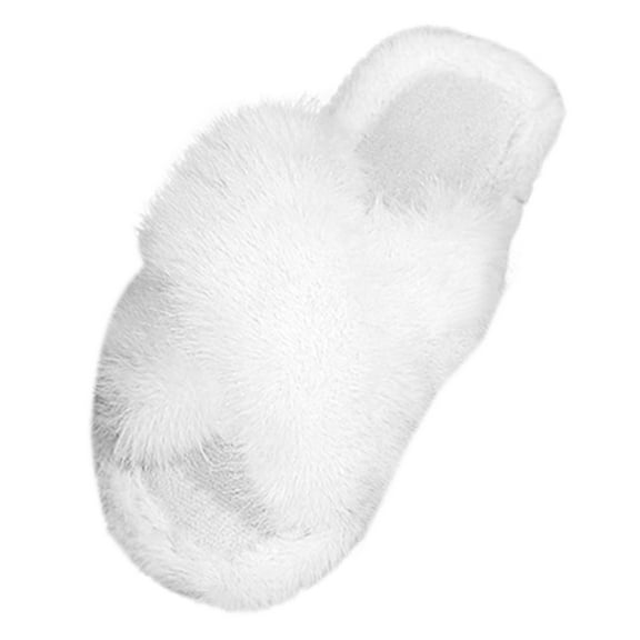 Daznico Women's Open-Toe Cotton Slippers - Cozy Non- Lightweight House Shoes for Home Comfort,Color:White,Size:6.5