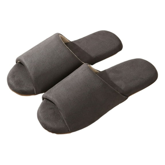 Daznico Women's Open-Toe Slippers Soft Sole Indoor House Shoes Non- Quiet Comfortable for Women & Men Year-Round Home Use,Color:Grey,Size:8.5