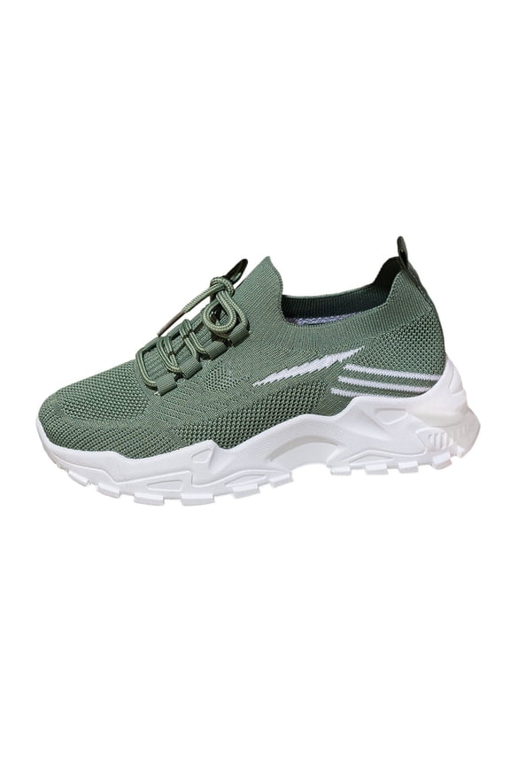 Women's Orthopedic Running Shoes - Breathable Fly Weave Lace-Ups with Arch Support for Road & Outdoor Fitness,Color:Green,Size:9