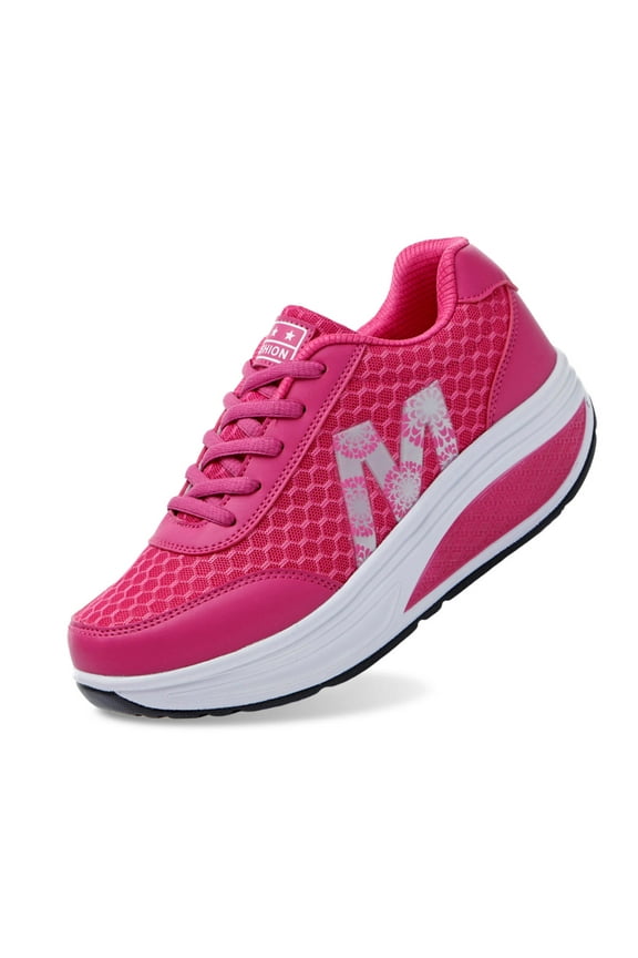 Women's Platform Sneakers Thick Sole Casual Running Shoes Breathable Round Toe Lace Up Comfortable Walking Shoes,Size:7.5