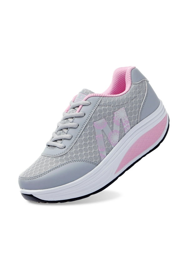 Women's Platform Sneakers Thick Sole Casual Running Shoes Breathable Round Toe Lace Up Comfortable Walking Shoes,Size:7.5