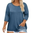 thumbnail image 1 of Daznico Women's Plus Size Crew Neck T-Shirt - 3/4 Sleeve Oversized Casual Top with Pattern | Comfortable & Stylish, for Size XL, 1 of 4