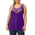 thumbnail image 1 of Daznico Women's Plus Size Mesh Insert Tank Top, Sleeveless Elegant Casual Tunic,L, 1 of 5